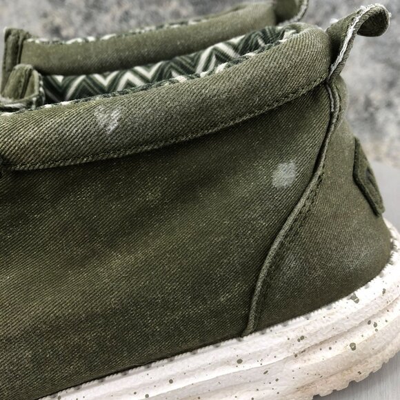 Hey Dude Men\'s Size 10 Wally Mid Canvas Olive Green Casual Slip On Shoes Ankle main image 8